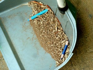 bunk bed 1- saw dust one leg